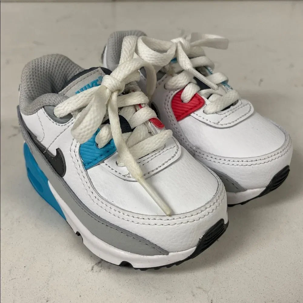 Nike Air Max 90 LTR CD6868-108 White Chlorine Blue (TD) Size 4C Worn 1-2 Times